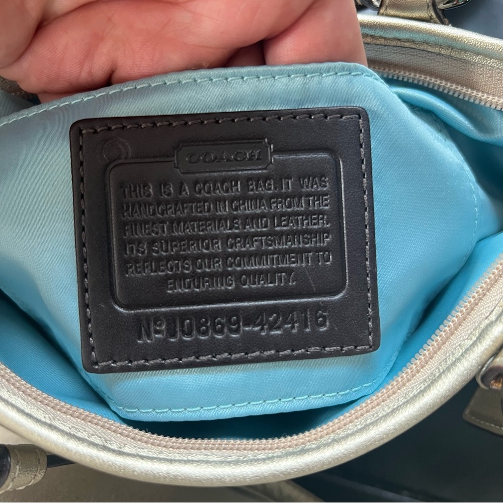 Vintage Coach Leah Metalic Gold Leather Mini Tote - Picture 8 of 11